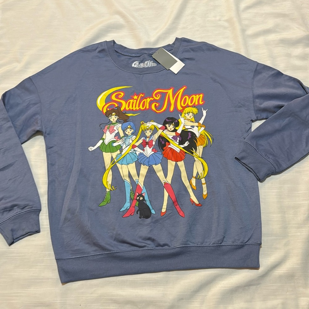 COPY - Sailor Moon Pullover Sweatshirt L Blue Long Sleeve Lightweight Anime
